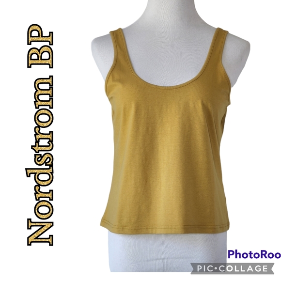 TANK TOP NORDSTROM BP Crop Tan/Mustard Color Sz 1X NWTs - Picture 1 of 10